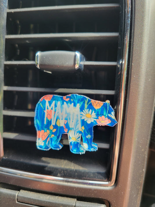 Mama Bear Floral Car Vent Clip – Strong, Sweet & Full of Love