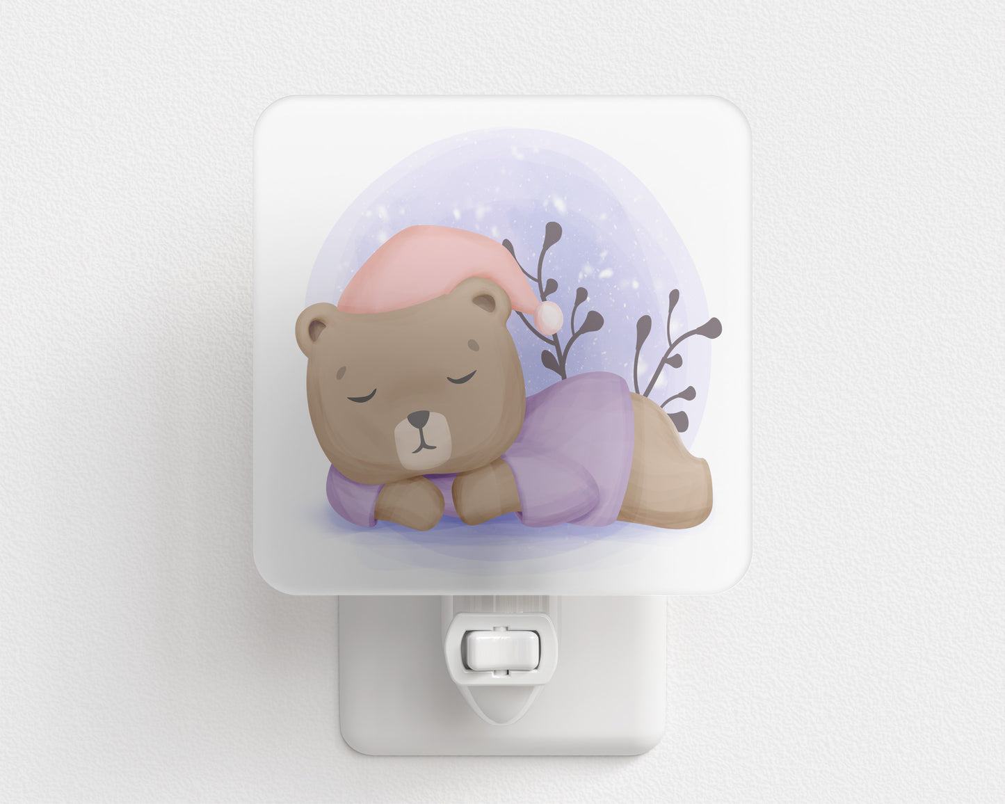 Nursery Sleeping Bear Plug-In Night Light – Soft LED Night Light for Baby’s Room