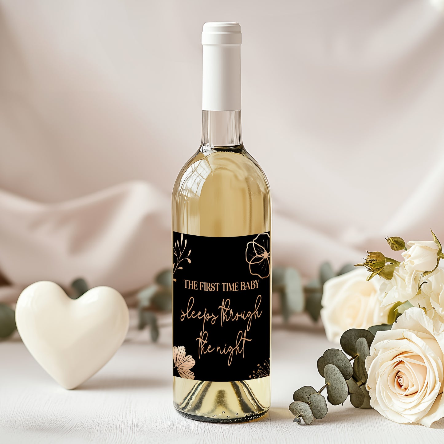 Black & Gold Mommy Milestone Wine Bottle Labels