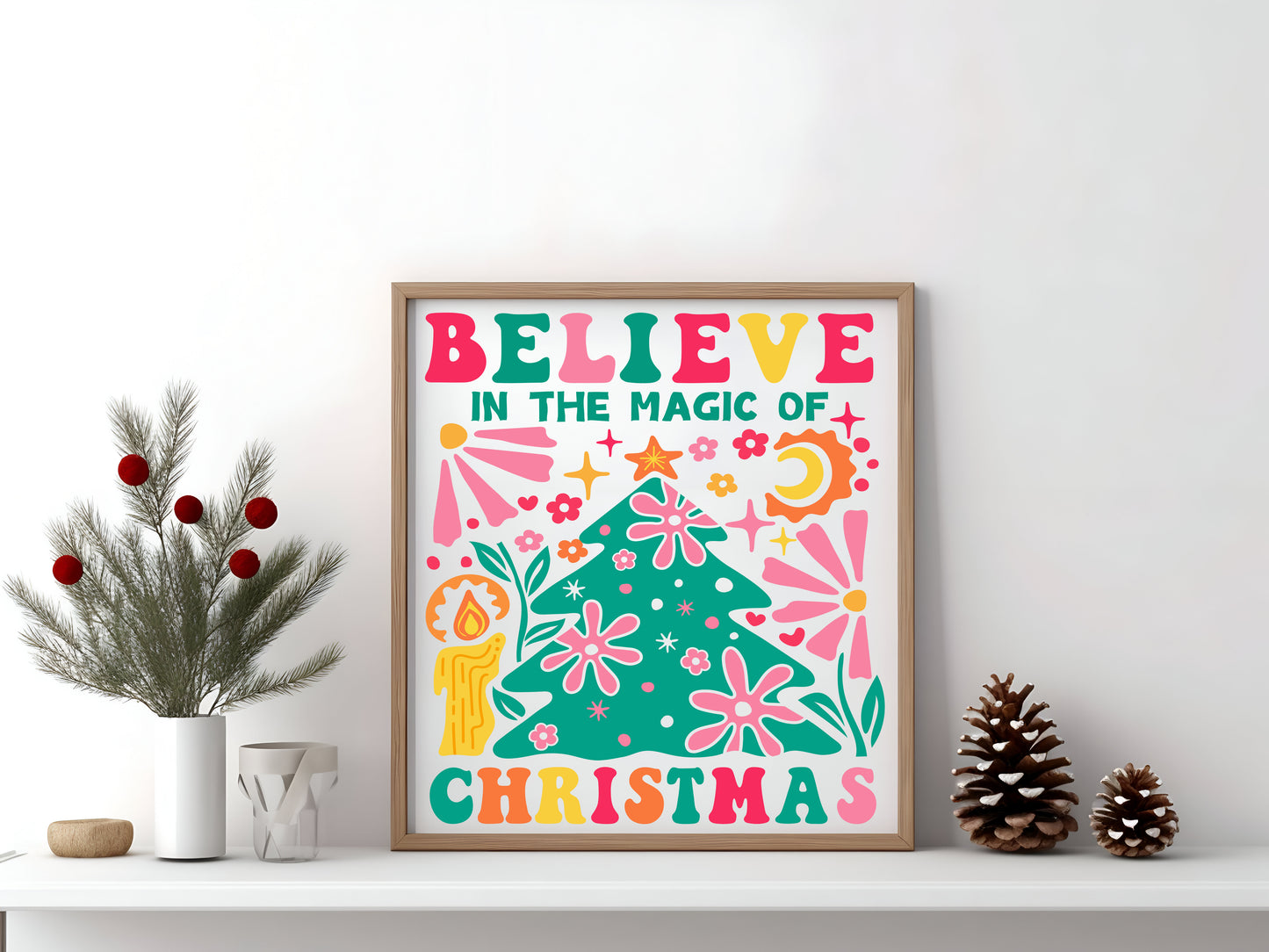 Boho Believe In The Magic Christmas Sign
