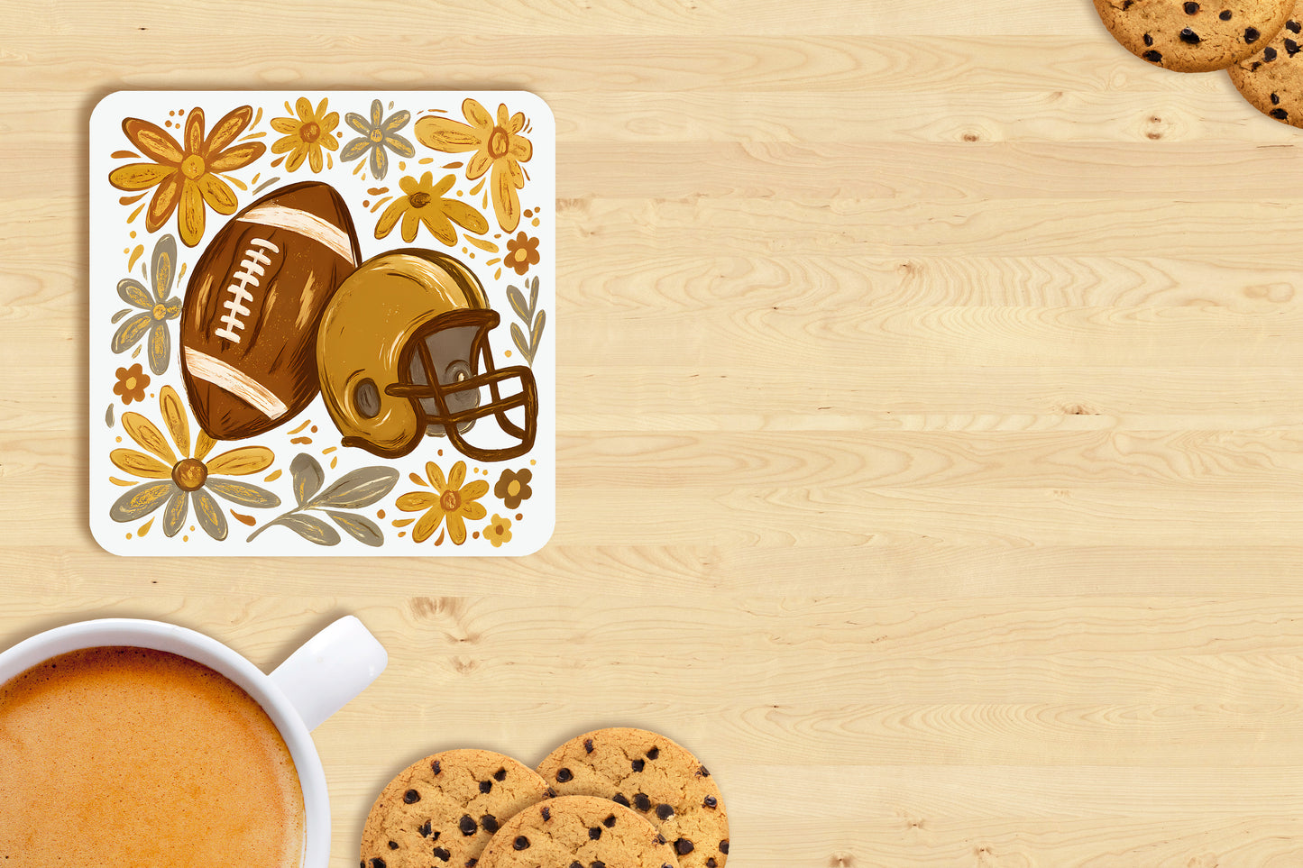 Boho Fall Football Coaster Set