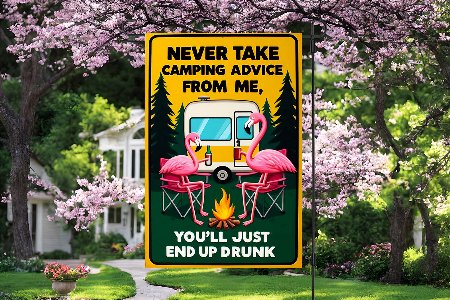 Camping Advice Garden Flag