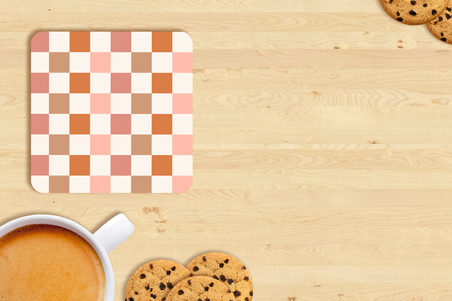 Fall Checkered Coaster Set