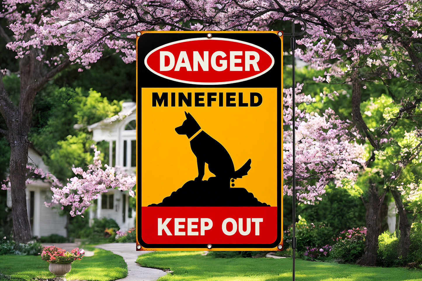 Danger: Doggy Minefield Garden Flag