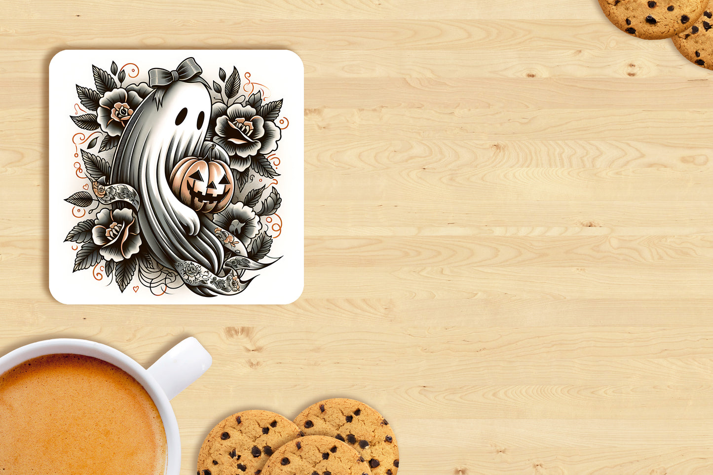 Floral Ghost Coaster Set