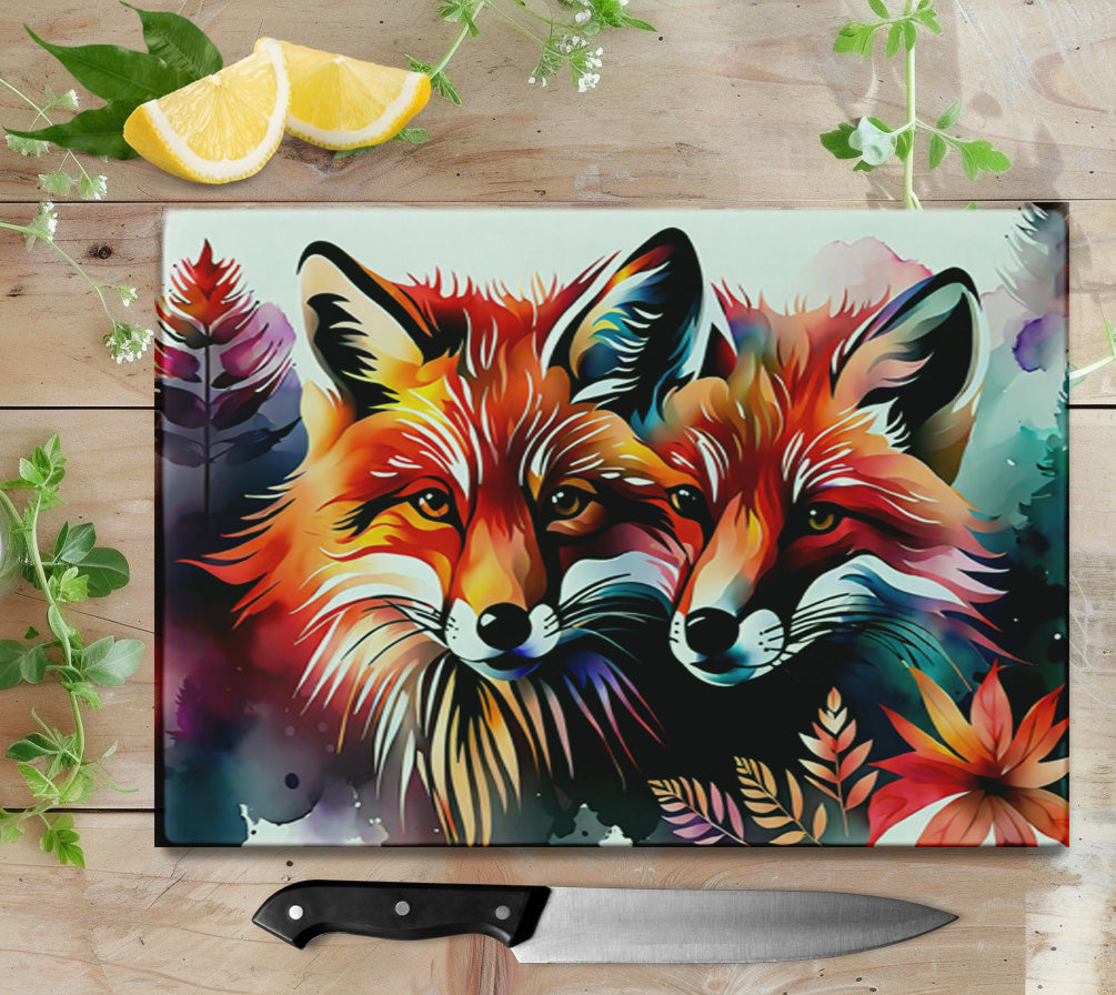 Foxes Glass Cutting Board