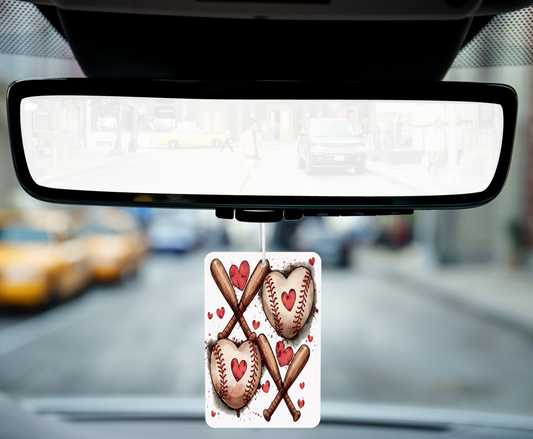 Hearts Baseball Car Air Freshener – For the Love of the Game (and a Fresh Car!)