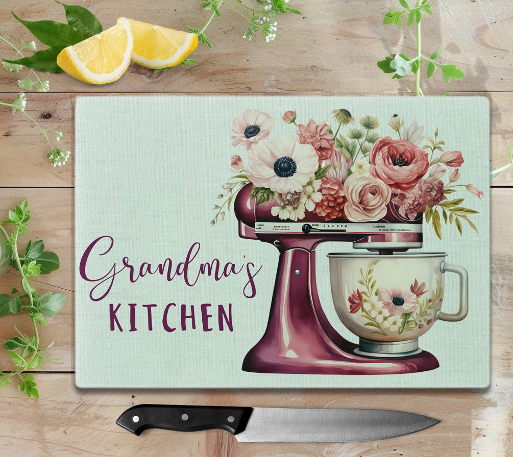Grandma’s Kitchen Mixer Glass Cutting Board