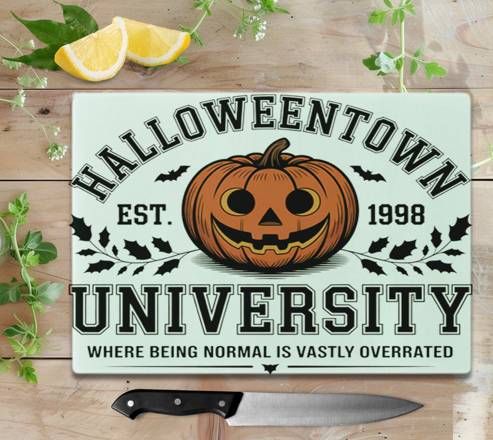 Halloween University Glass Cutting Board