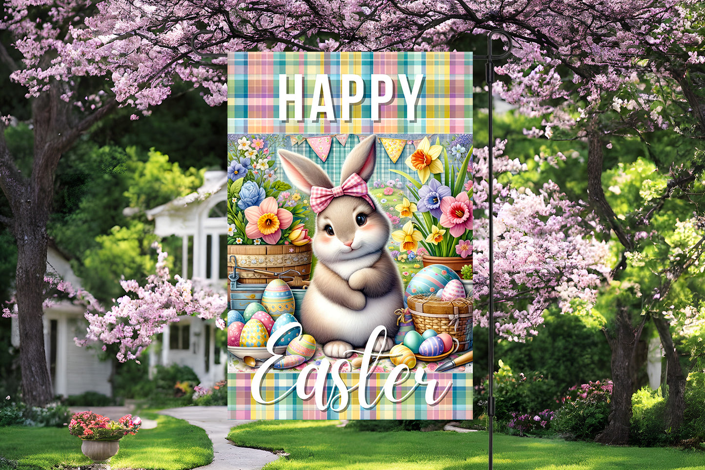 Cute Easter Bunny Garden Flag