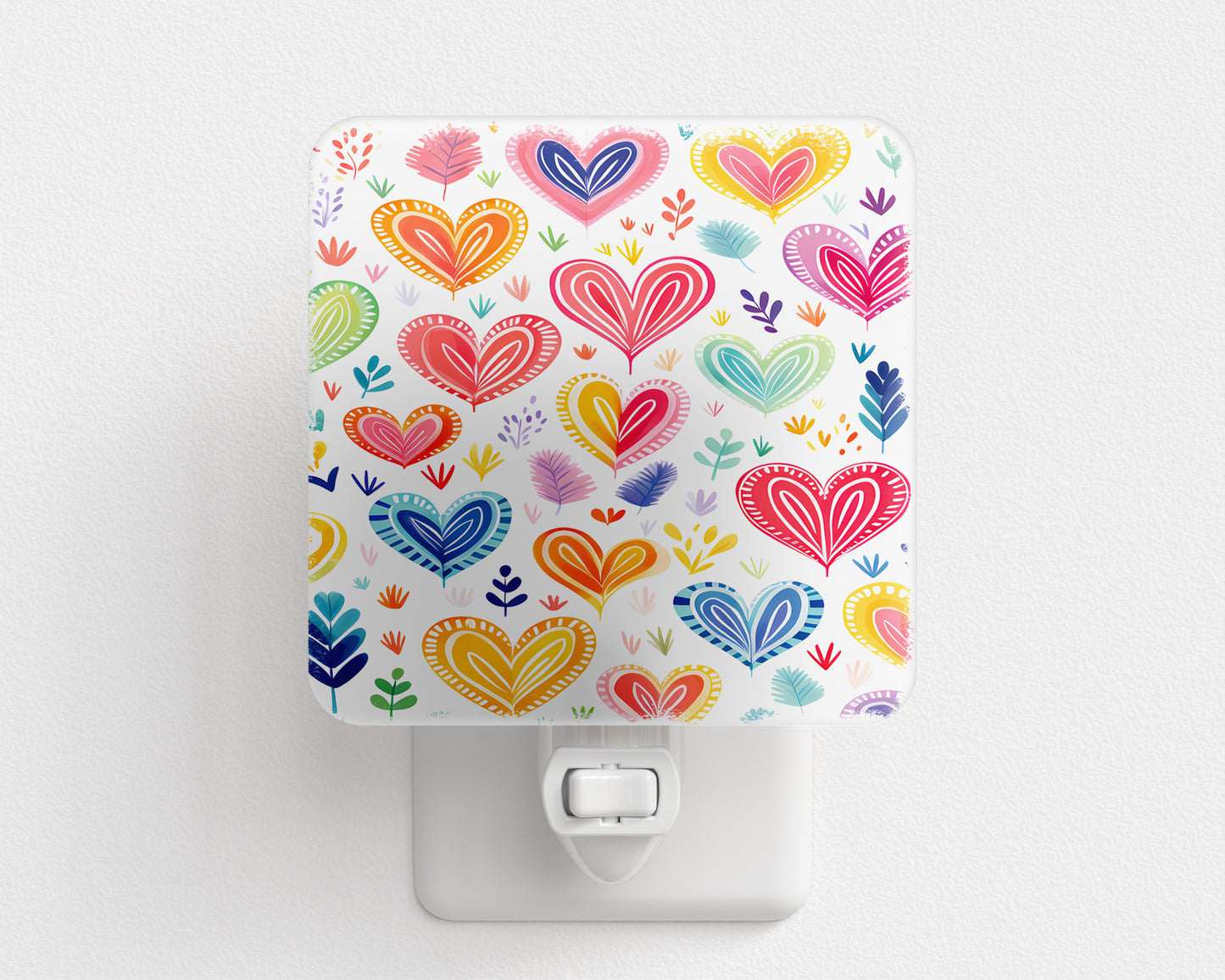 Colorful Hearts Plug-In Night Light – Charming LED Night Light for a Warm, Loving Glow