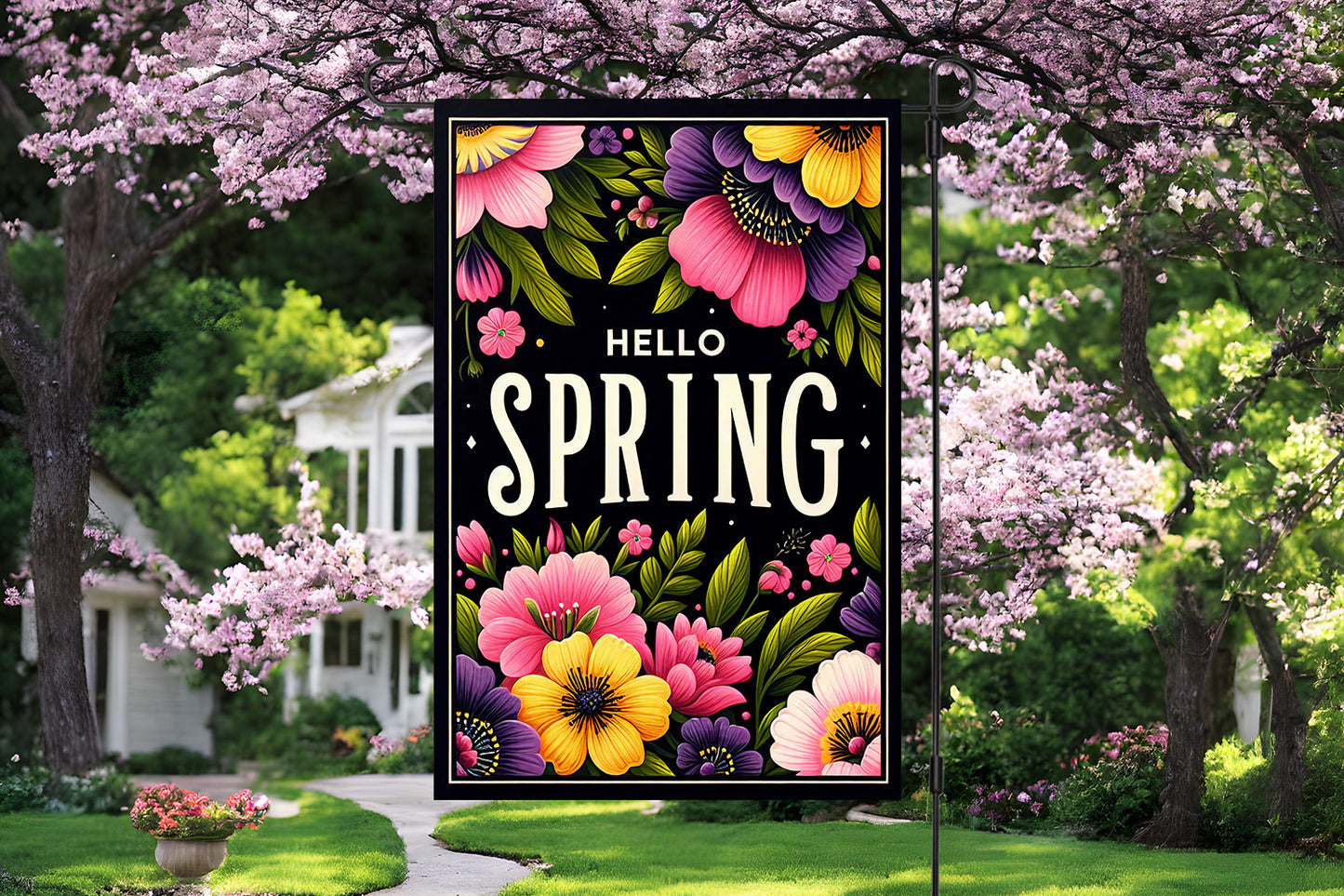 Hello Spring Garden Flag
