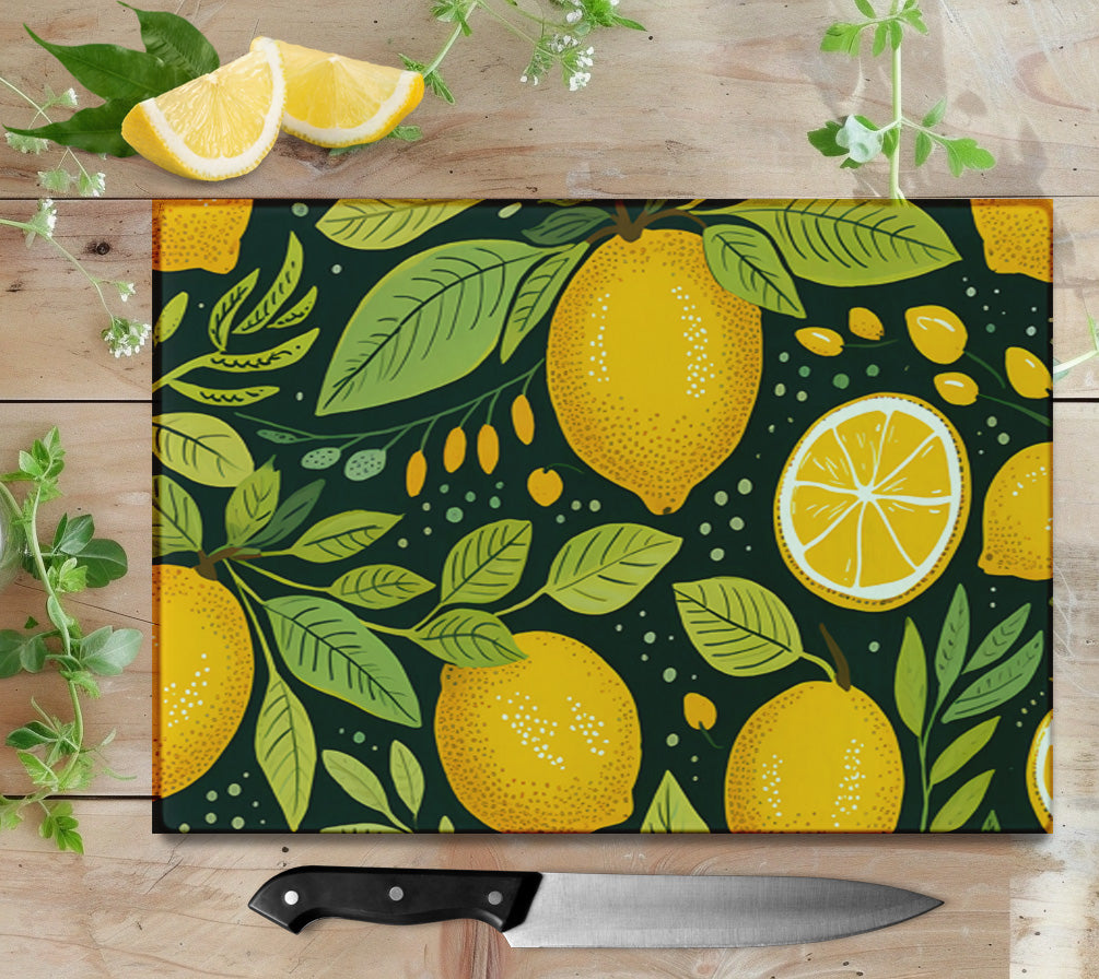 Lemons Glass Cutting Board