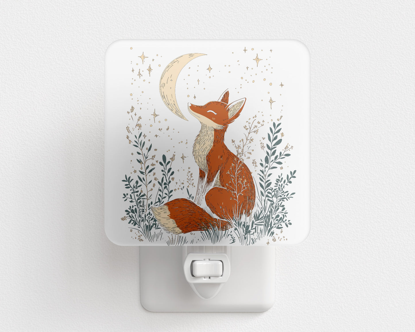 Cute Fox at Night Plug-In Night Light