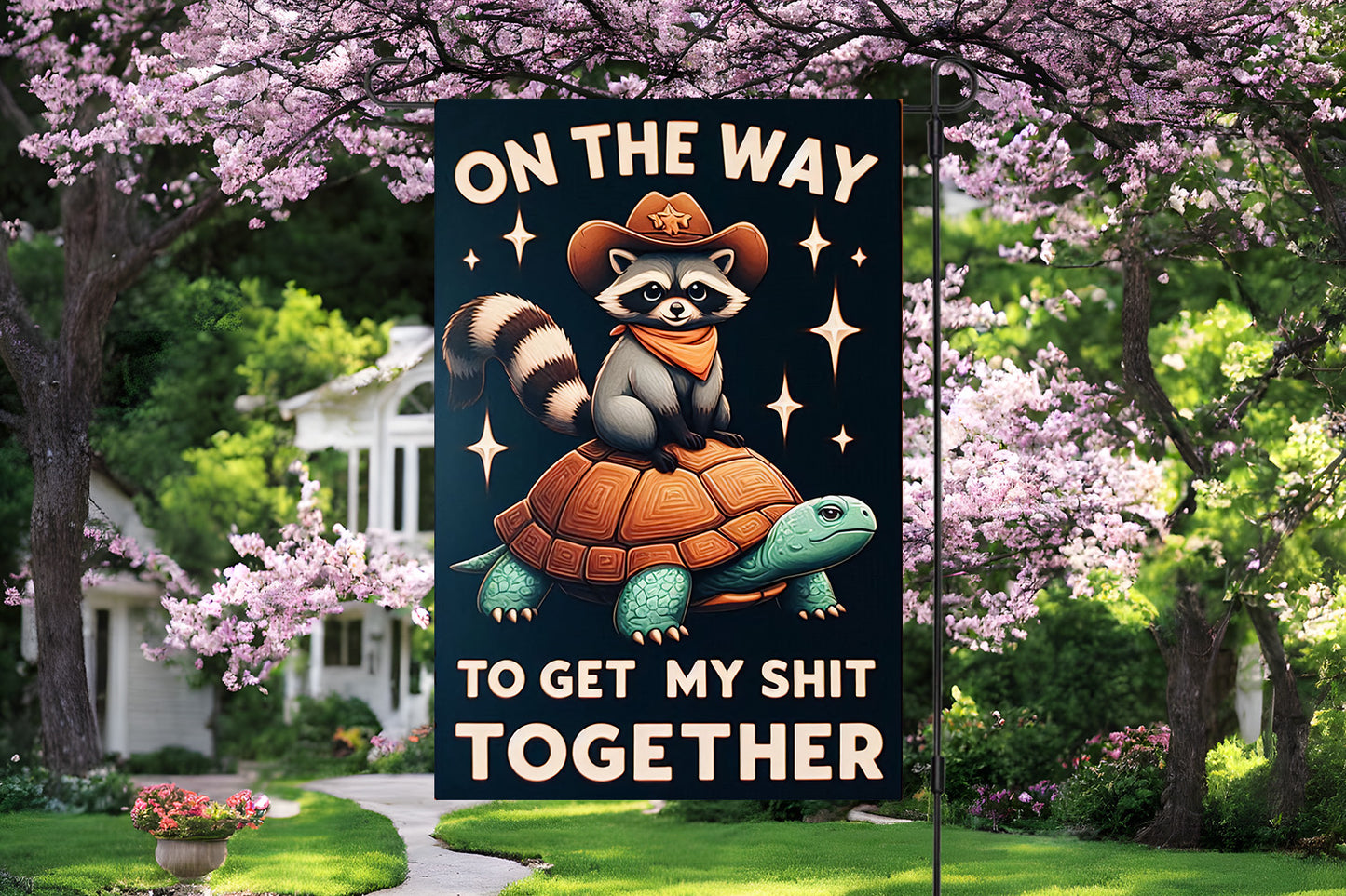 On The Way Garden Flag