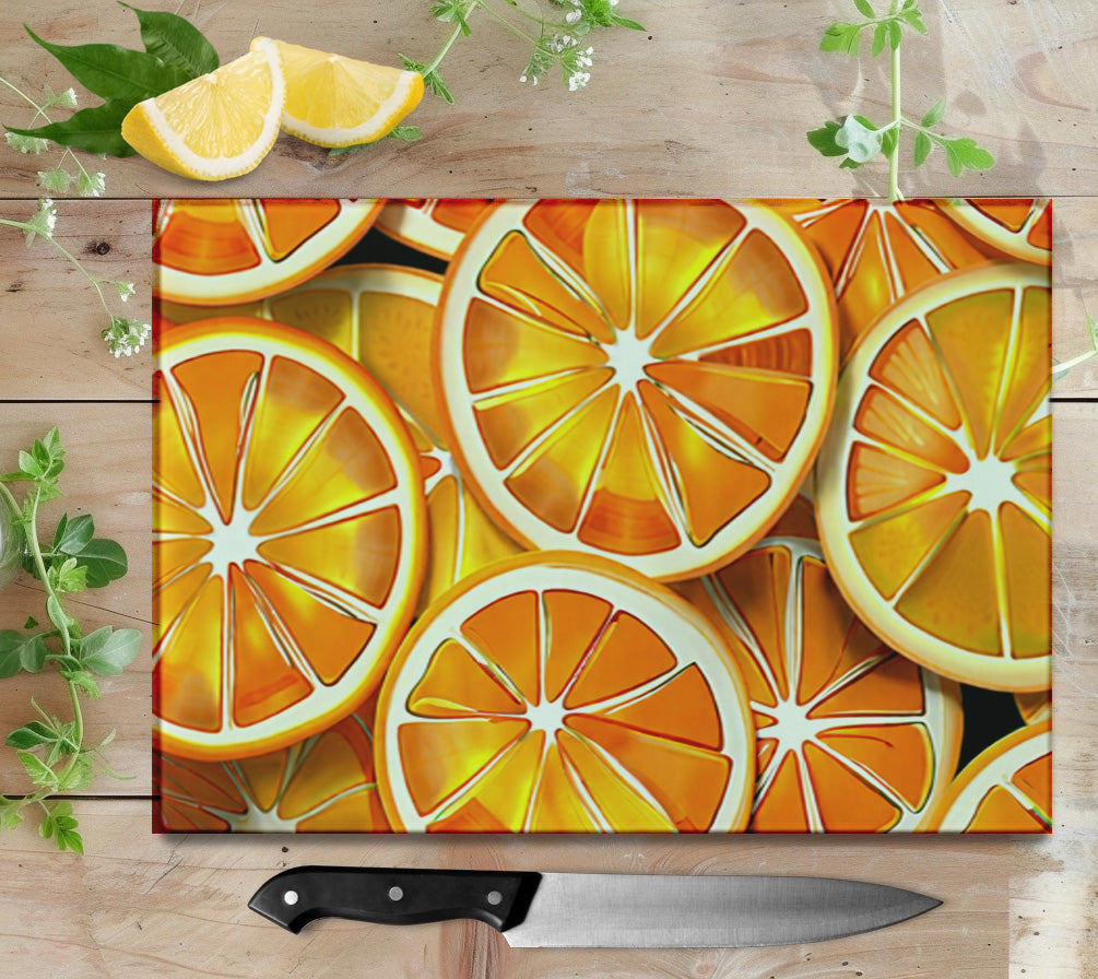 Orange Slices Glass Cutting Board