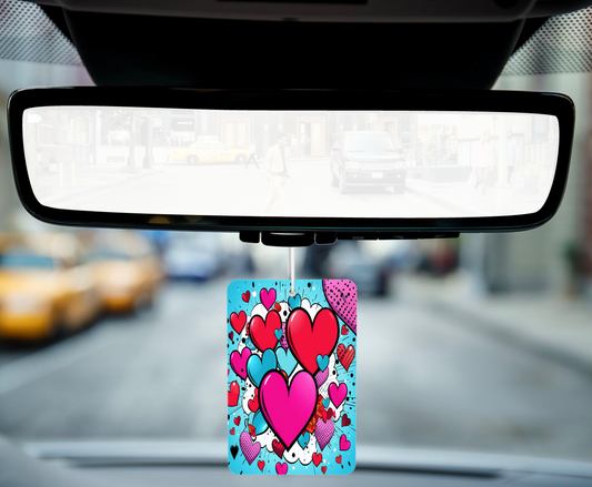 Pop Art Hearts Car Air Freshener