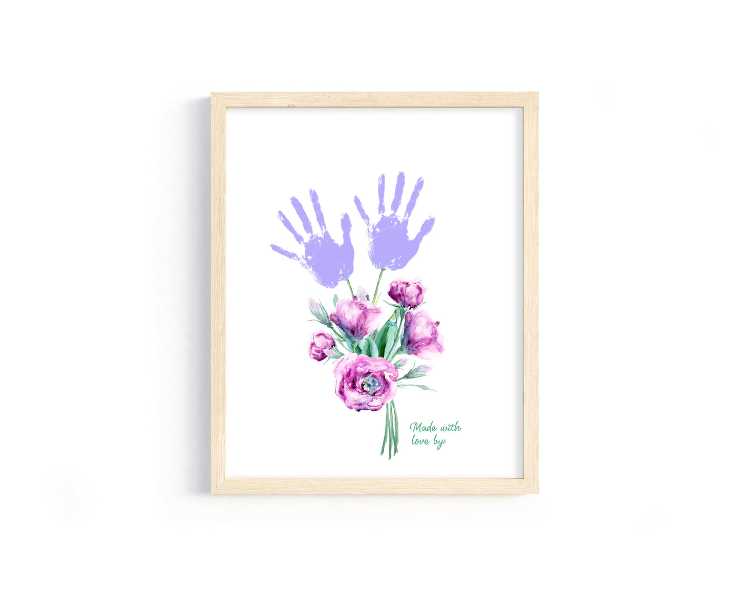 DIY Purple Flowers Bouquet Handprint Sign