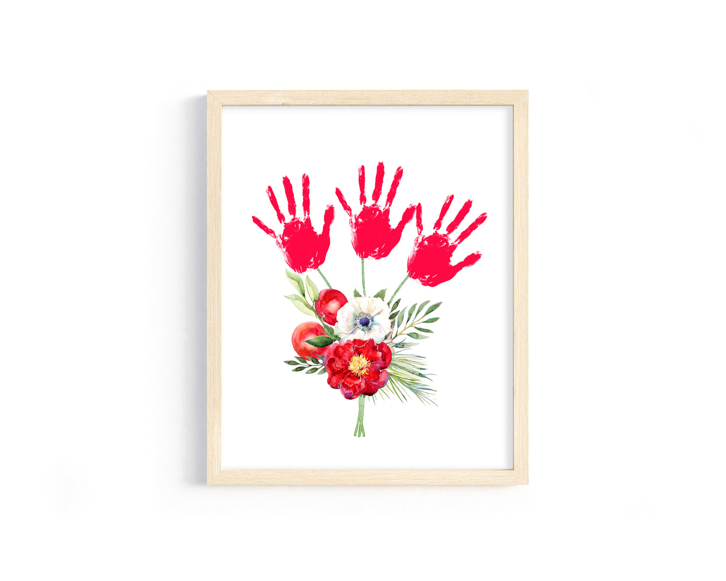 DIY Red Flowers Bouquet Handprint Sign