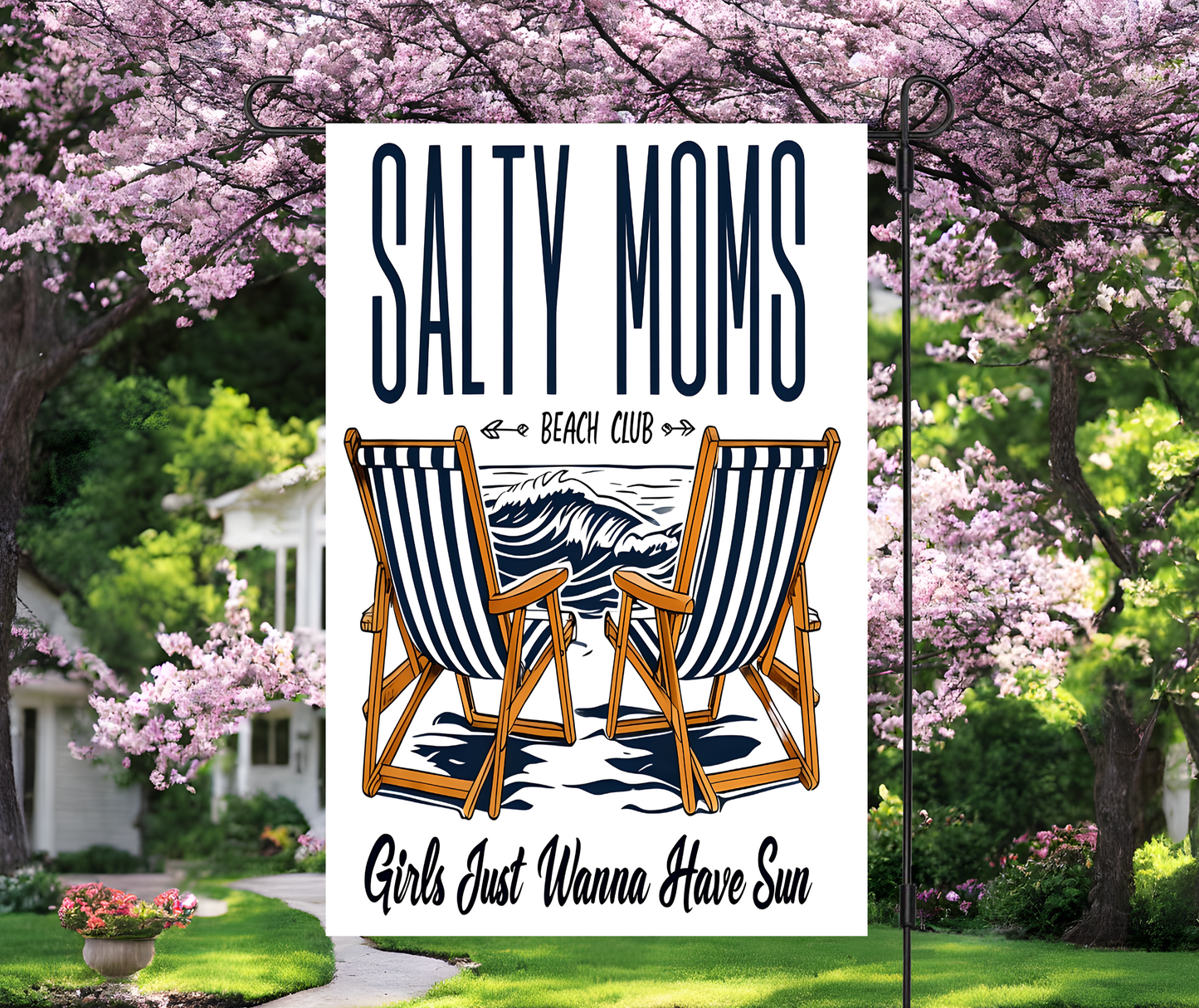 Salty Moms Beach Club Garden Flag