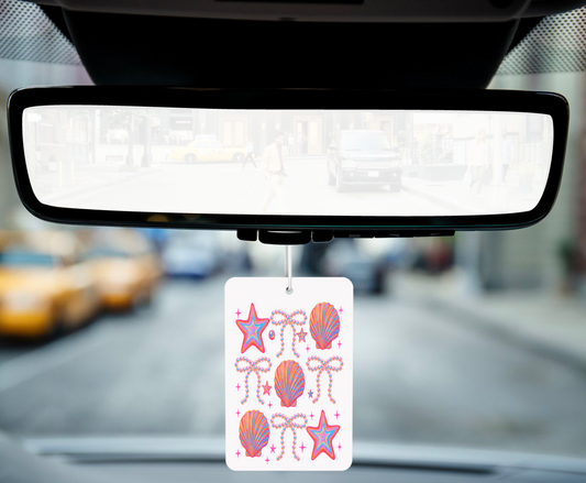Cute Seashell & Bows Car Air Freshener – Coastal Charm Meets Girly Glam