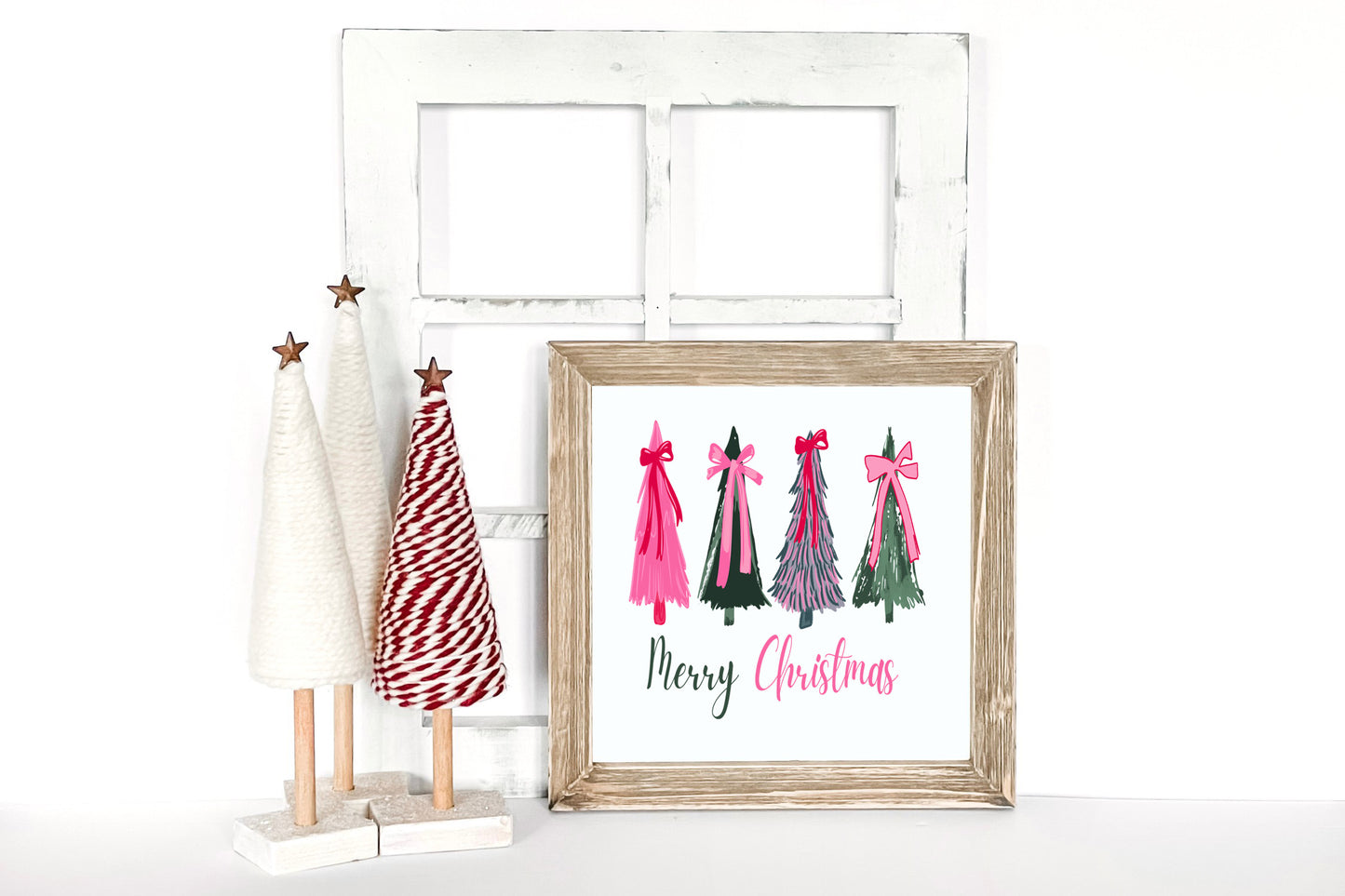 Cute Christmas Trees Reverse Canvas Sign