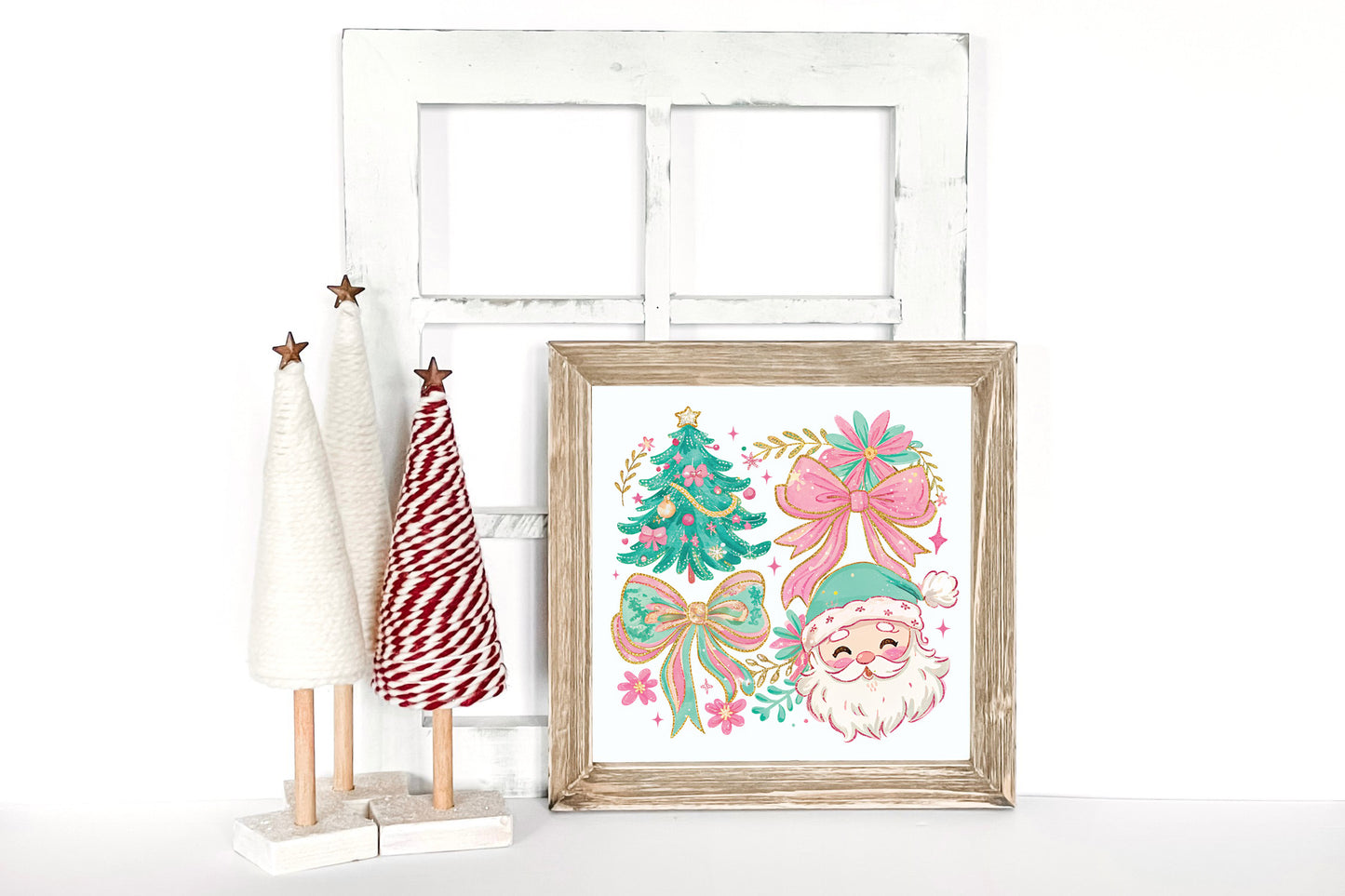 Preppy Christmas Reverse Canvas Sign