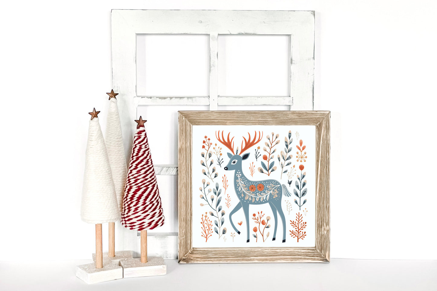 Scandinavian Deer Reverse Canvas Sign