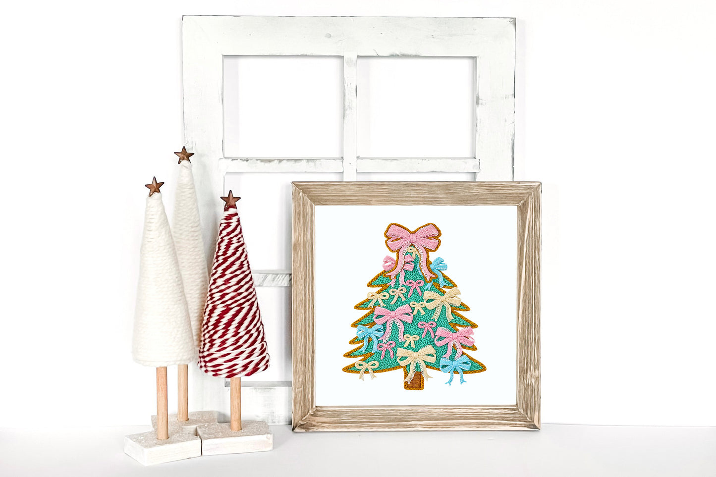 Yarn Christmas Tree Reverse Canvas Sign