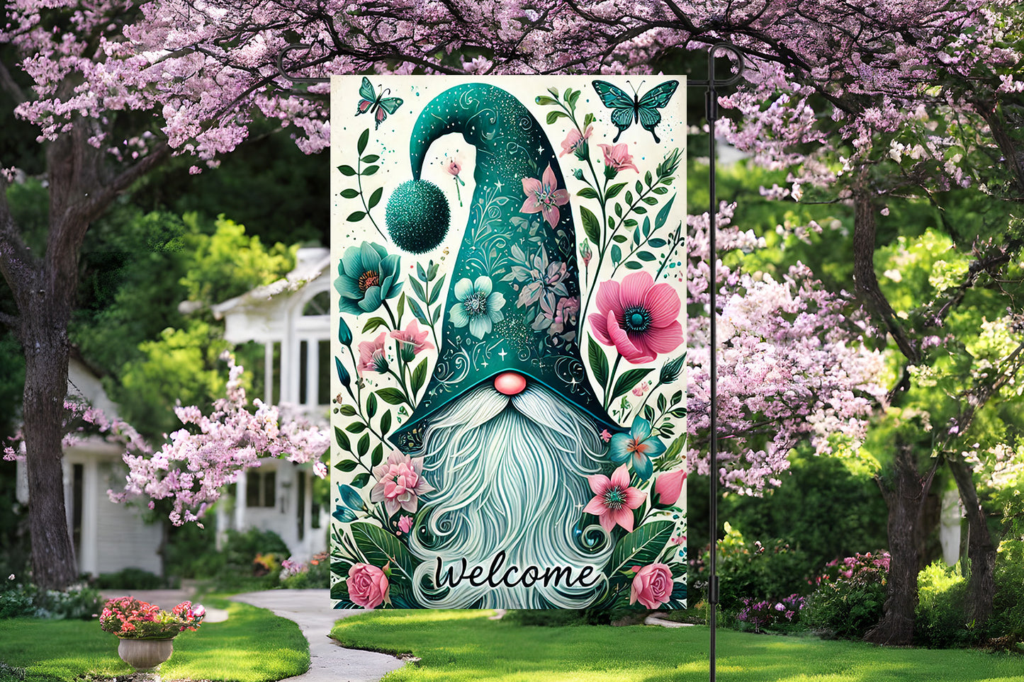 Spring Gnome Garden Flag
