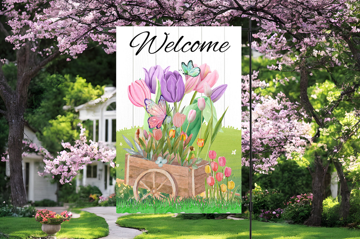 Spring Tulip Garden Flag