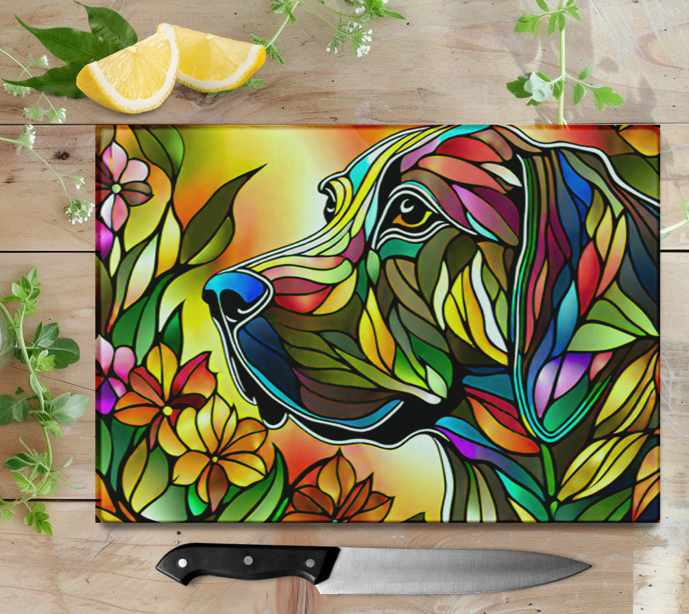 Stained Glass Dog Glass Cutting Board