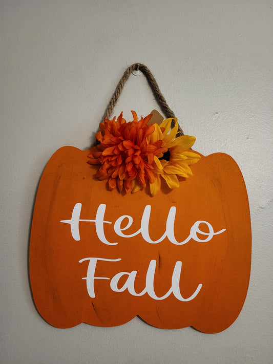 Hello Fall Pumpkin Sign
