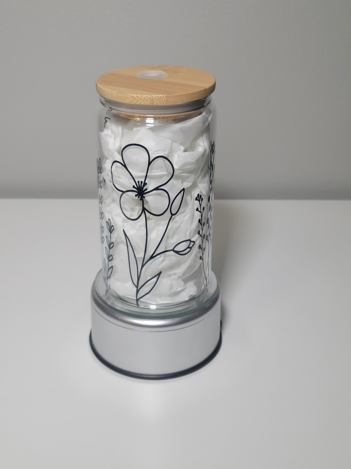 Flower Libby Glass Drinking Jar