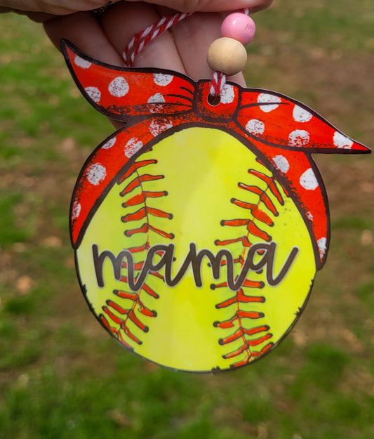 Softball & Baseball "Mama" Car Charm