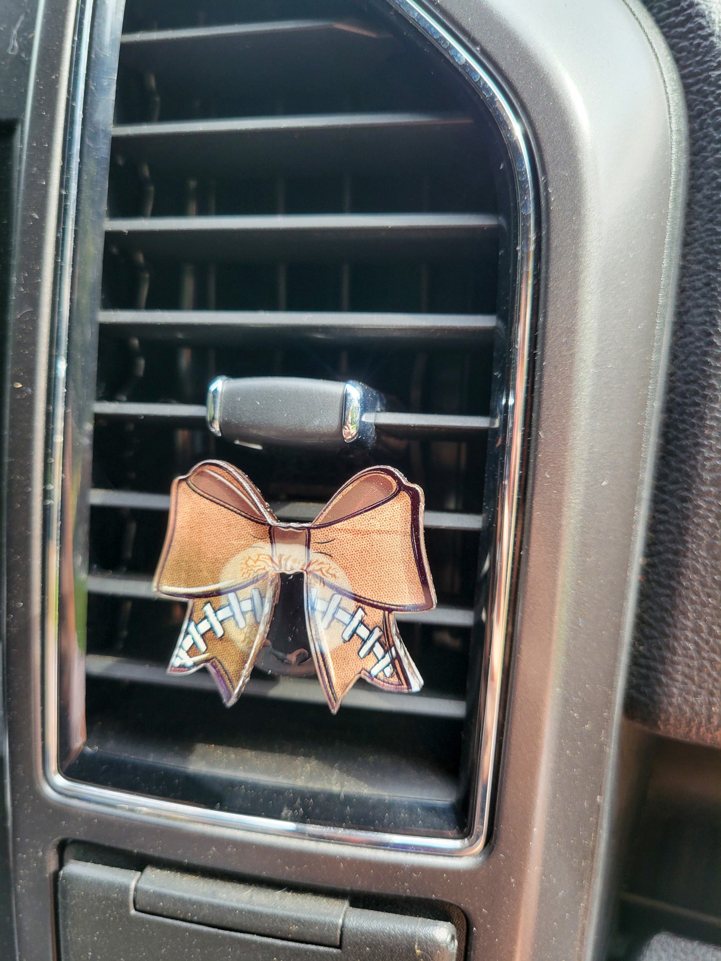 Football Bow Car Vent Clip – Cute Meets Game Day Grit