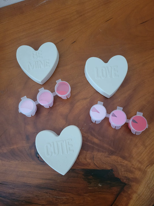 Paint Your Own Pottery Valentine’s Hearts