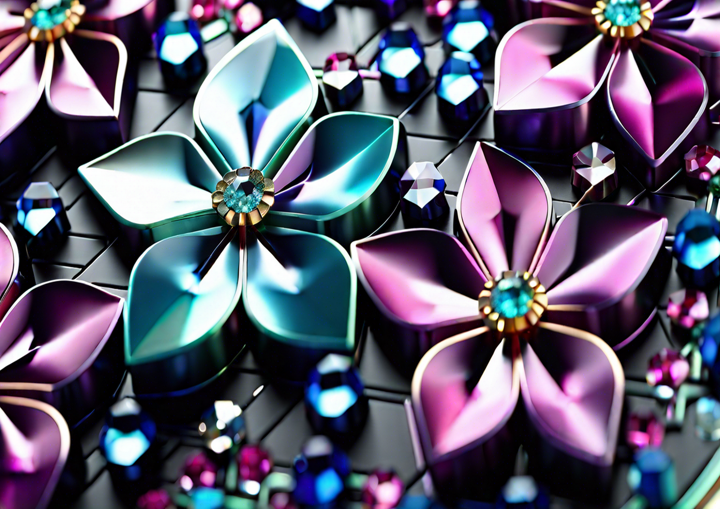Teal & Purple Floral Gem Glass Cutting Board