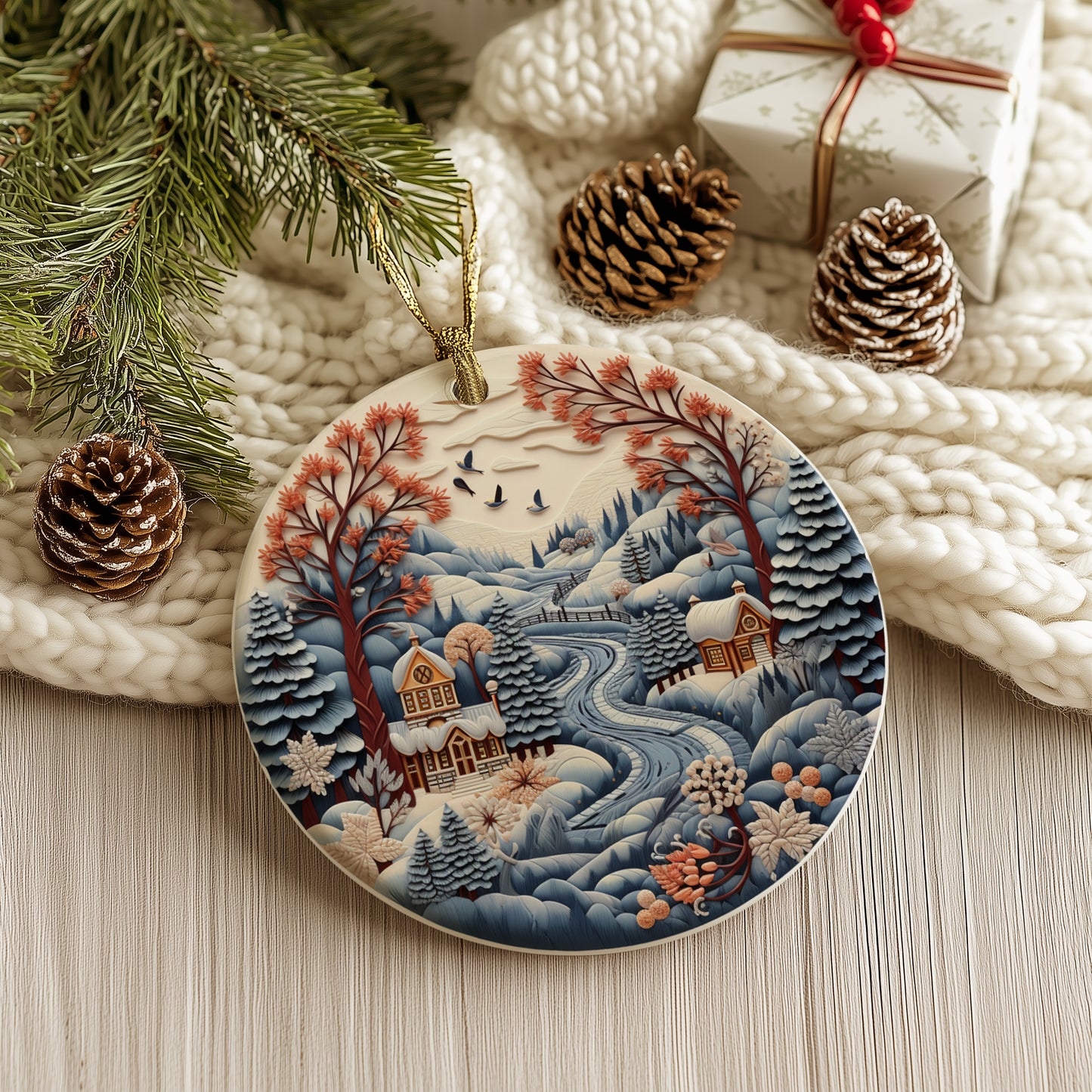 3D Winter Scene Ornament