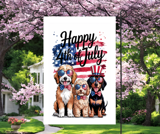 Patriotic Pups Garden Flag