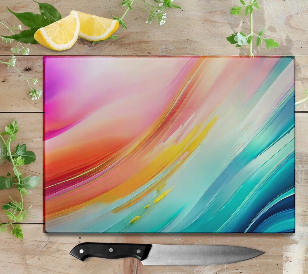 Abstract Color Glass Cutting Board