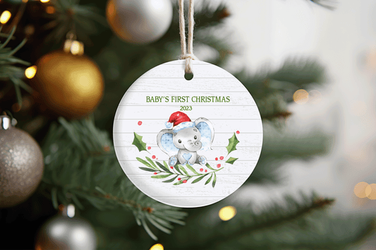Baby's First Christmas Blue Elephant