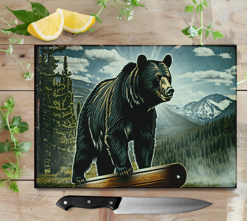 Rustic Bear Glass Cutting Board