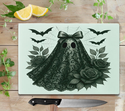 Black Lace Ghost Glass Cutting Board