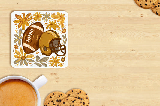 Boho Fall Football Coaster Set