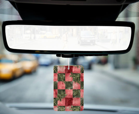 Red Checkered Christmas Car Air Freshener