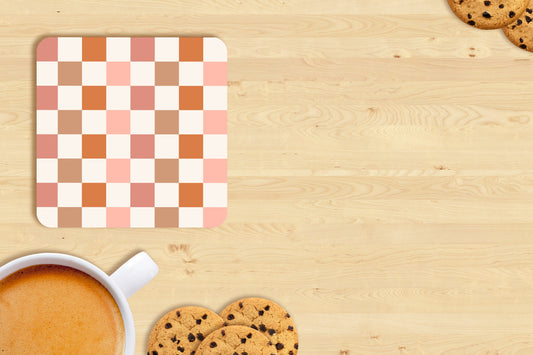 Fall Checkered Coaster Set