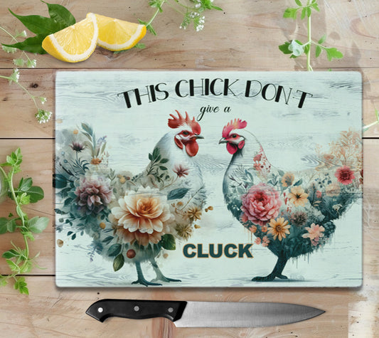 “Chicks Don’t Mind” Glass Cutting Board