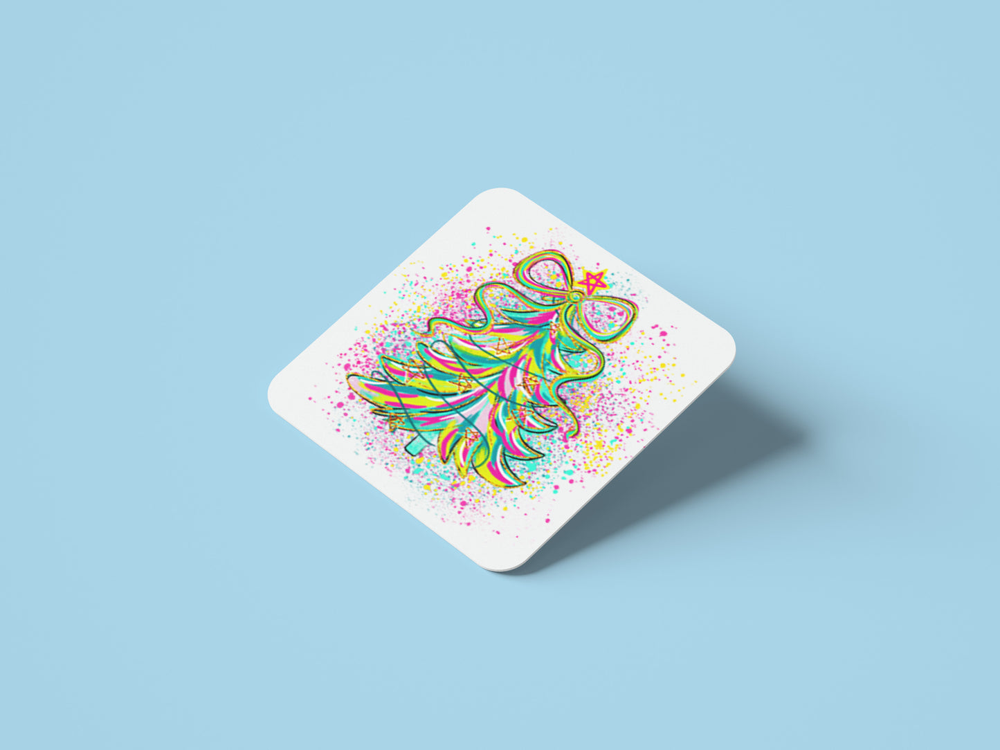 Colorful Christmas Tree Coaster