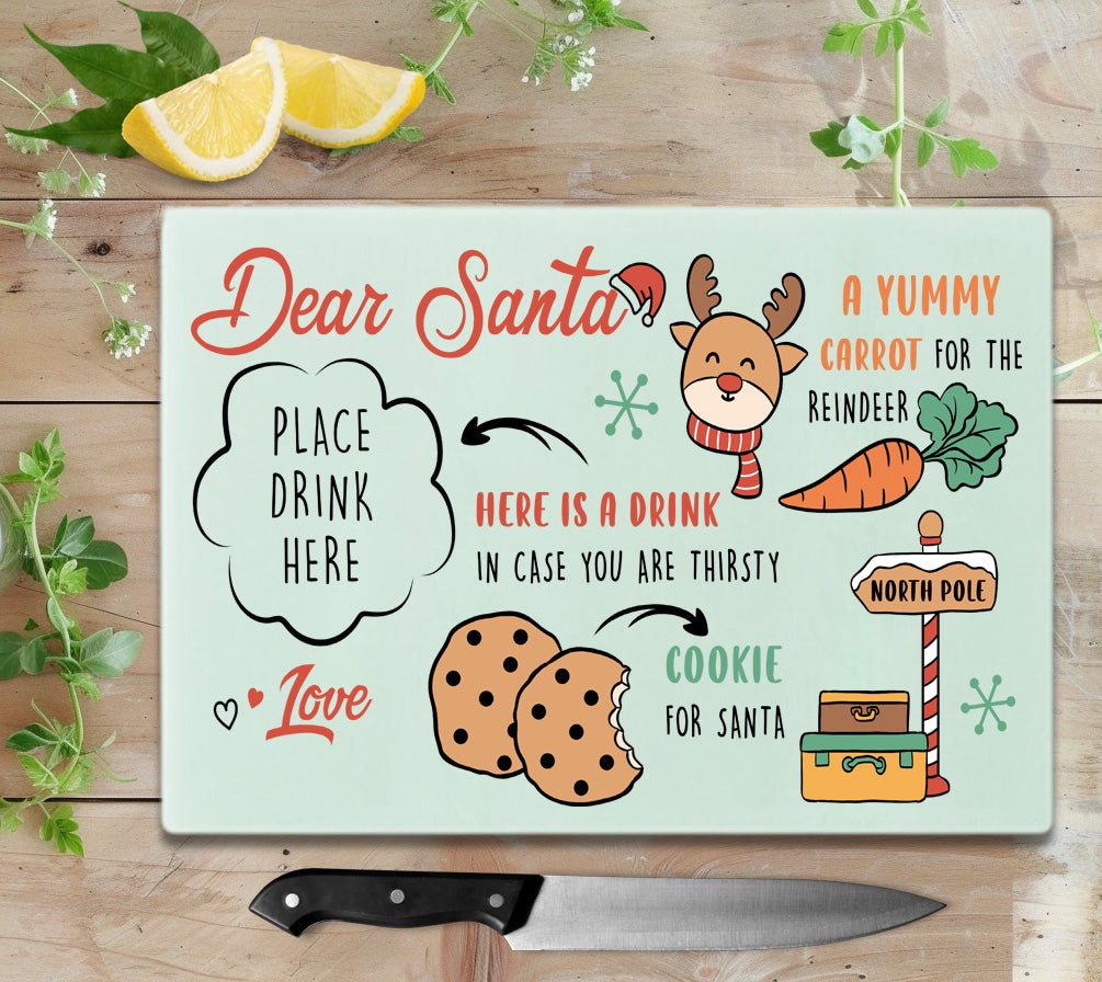 Santa Night Before Cookies and Milk Glass Cutting Board – Various Holiday Designs